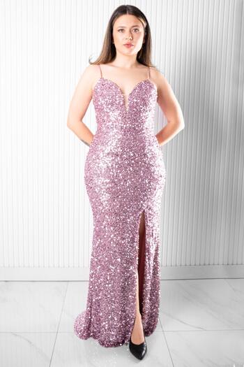 SUBU TASARIM Back Tie Detail Evening Dress Pink Tbs384