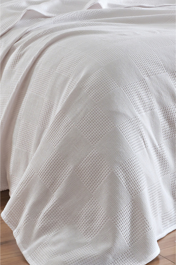 Eponj Home Single 100% Cotton Pique Cover 160X230 cm – White with Tile Pattern – Weave Series
