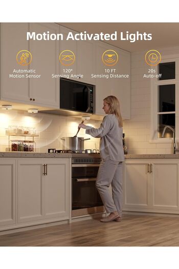 EZVALO Under Cabinet Lights, 2 Color Temps Motion Sensor Puck Lights, 1200mAh Rechargeable Puck Ligh