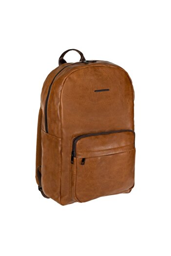 SHOPIENS PU Backpack Model Exclusivo - Brown, Laptop Compartment, 30x13x46 cm