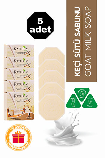 Naturix Goat Milk Extract Stone Soap Eco Pack of 5 Exfoliating and Skin Soothing Care - 5X125 Gr