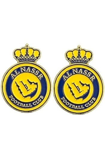 Generic Al Nasr Club Logo Metal Sticker - 2 Pieces For Mobile Phone Or Smooth Surfaces - Yellow