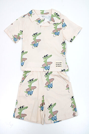 Name Baby Tuffy Boy's Collared Patterned Shorts Suit Tuf-1468