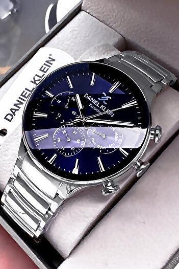 Daniel Klein Exclusive Men Wristwatch 3 Atm Waterproof Silver Color Steel Cord Bracelet with Gift Dke2011c3