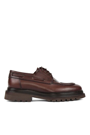 Celal Gültekin Men's Brown Crocodile Laced Thick Soled Leather Casual Shoes