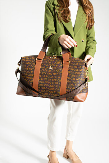 Getcho Folfan Brown Women's Sports Travel Bag Large Volume Printed Shoulder Strap Weekend Vacation Bag