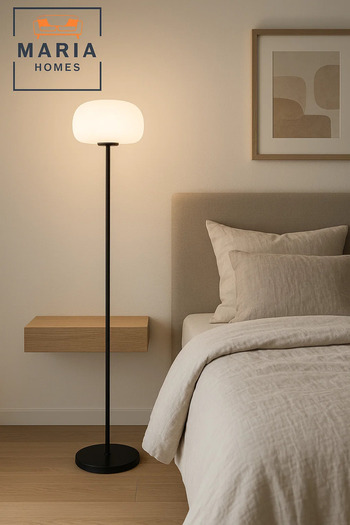MARIA HOMES Modern Floor Lamp with Ribbed Oval Shade
