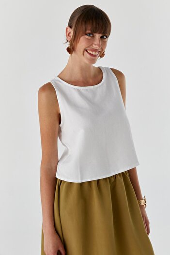 Shopping Shop Strappy Linen Blouse Ecru