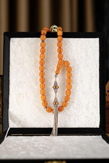 dergah tesbih Old Method Legendary Dough Squeeze Amber Silver Design Rosary