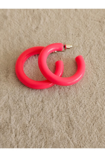 SiestaAccessories Vibrant Pink Color Acrylic Hoop Earrings