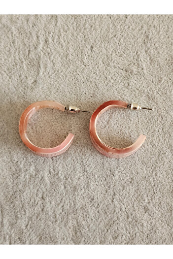 SiestaAccessories Light Pink Marble Pattern Color Acrylic Hoop Earrings