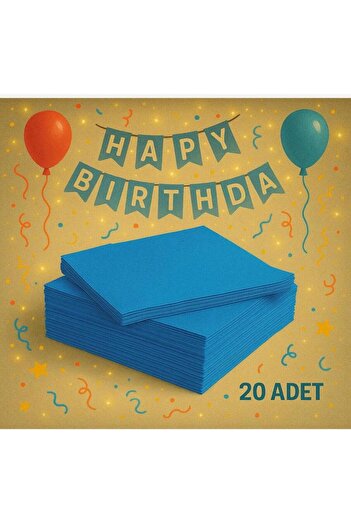 partyrüyası Blue Plain Colored Presentation Napkin 20 Pieces Aesthetic Birthday Party Concept
