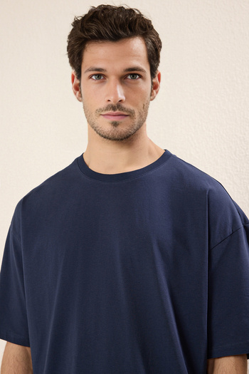 Trendyol Collection Námořnické oversize bavlněné tričko s potiskem - TMNSS23TS00168