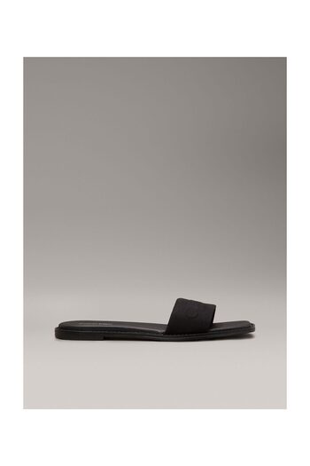 Calvin Klein Γυναικεία επίπεδη σόλα με λογότυπο με τυπωμένο άνετο αθλητικό στυλ Μαύρες παντόφλες HW0HW02378-BEH