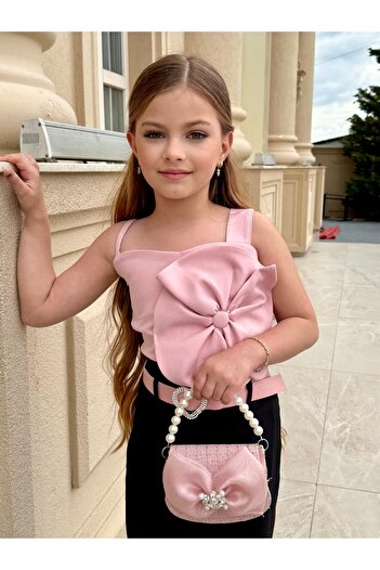 Ribbon kids Girl's Special Day Combination – Floral Detailed Strap Blouse & Skirt Set