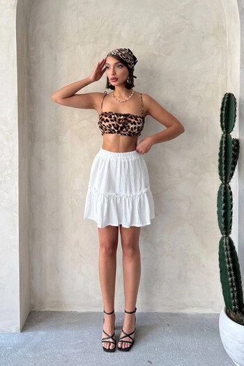 bacc White Skirt Flounced Ruffle Skirt Bchn-2525808