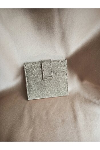 Gül Karatekin Women's Gold Snap Closure Glitter Card Holder (Non-Shedding)