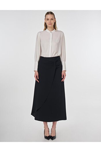 Kayra Crepe Wrap Skirt Black
