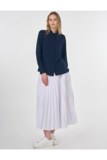 Kayra Patı Hidden Blouse Navy Blue