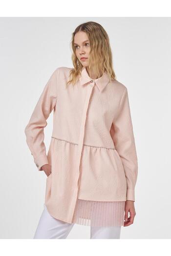 Kayra Tulle Detailed Seersucker Tunic Powder