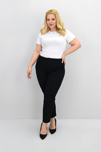 Koza Butik Women's Plus Size High Waist Fabric Trousers 6110-25-1