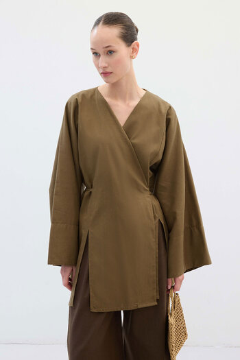 Hooopstore Lyocell Linen Lace Detailed Island Tea Kimono