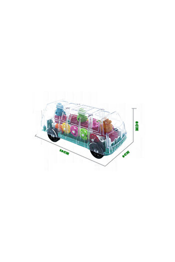 rexa Transparent Gear Bus Toy For Kids With Lights & Moving Wheels – 18 X 6 X 8 Cm