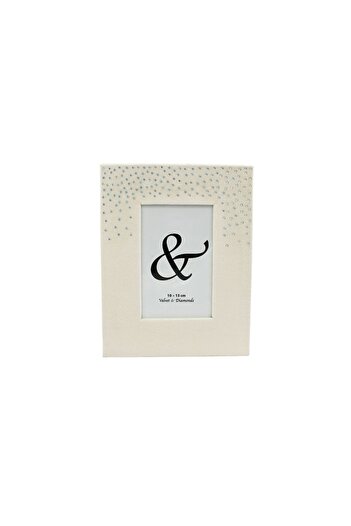 Gift Design Elegant Photo Frame 18x23 cm – Velvet, Ivory White with Crystals