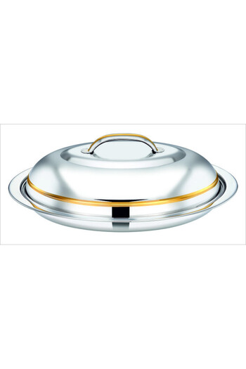 Bohara Luxury Stainless Steel Serving Platter with Gold Line, 60cm