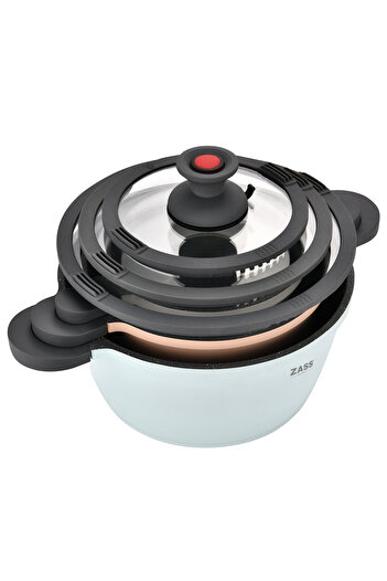 Zass Set of 3 non-stick pressure-cast aluminum pots Zass Gourmet ZG-ACS 02, Pastel