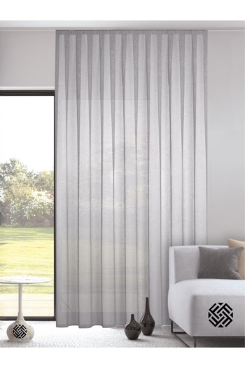 FAVOLLİ Snow White Color Linen Look Pleated Tulle Curtain Does Not Need Ironing