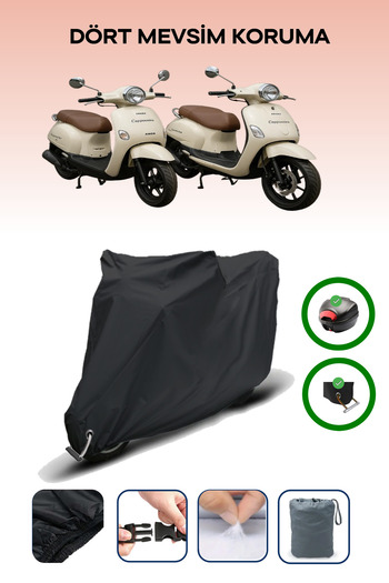 Breen Black Arora Cappucino Compatible with Models Motorcycle Tarpaulin Engine Cover (Backpack and Lock Compatible)