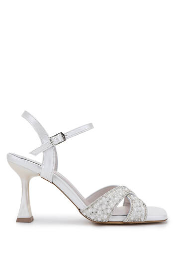 Tamer Tanca Women's Genuine Leather White Heeled Shoes