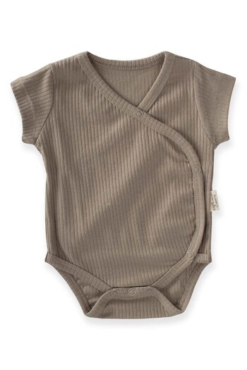 Cigit Ribbed Double Breasted Bodysuit 0-6 Months Mink