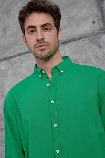 NOMARC Green Gst Linen Oversize Shirt