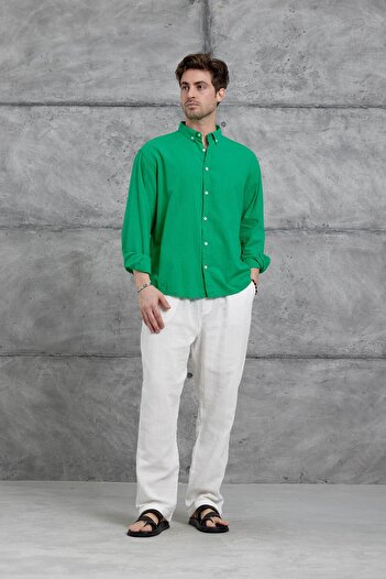 NOMARC Green Gst Linen Oversize Shirt
