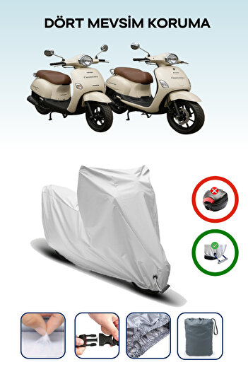 Breen Gray, Motorcycle Tarpaulin Compatible with Arora Cappucino Models Engine Cover Lock Compatible, 4Seasonsprotection