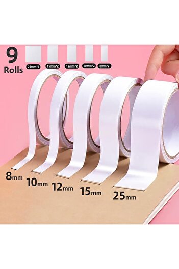 COOYA 9 rolls Double-Sided Tape for Crafts, Easy Tear-by-Hand, Ideal as Gift Wrap Adhesive, Cards Making