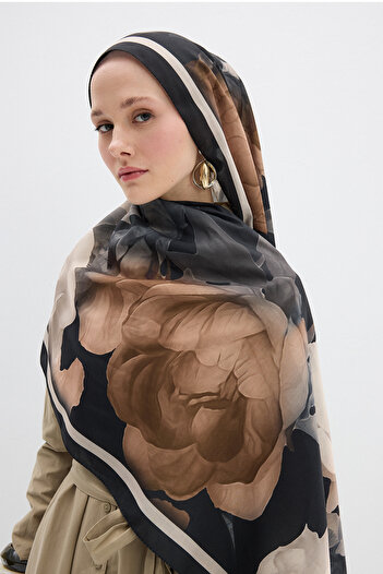 cs camellia scarf Συλλογή Κασκόλ Lotus Soft Shawl - Μαύρο Μπεζ