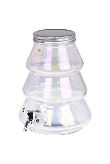 Excellent Houseware Χριστουγεννιάτικο δοχείο αναψυκτικού, γυάλινο, 19 x 26 cm, 4 λίτρα