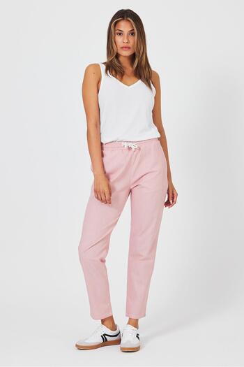 VENA Red Striped Alian Gabardine Trousers - Elastic Waist