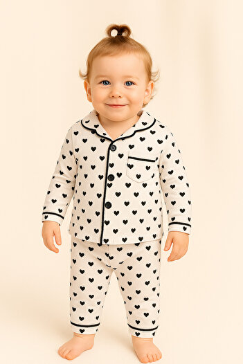 mia mia 6-24 Months Heart Report Fabric Pajama Set