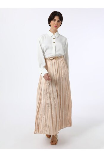 Refka Crinkle Effect Pleated Skirt - Dark Mink - Refka