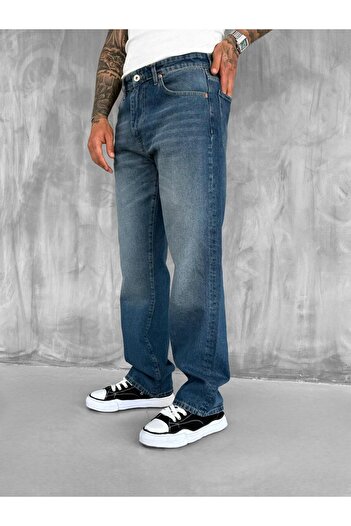 ablukaonline Erkek Baggy Fit Jean Koyu Mavi