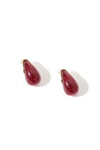 RİVUS Gold Framed Bone Drop Earrings - Burgundy