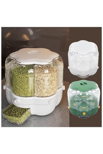 Denx 6-Compartment Dry Food Container with 360° Rotation, Moisture-Proof Storage DX2083