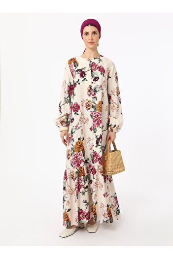 Refka Floral Patterned Hijab Dress - Patterned - Refka