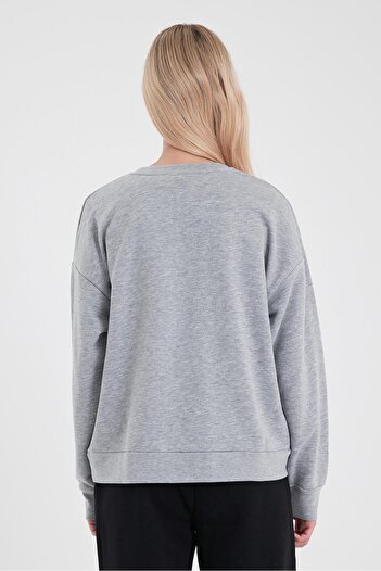 VENA Kadın Rhona Gri Melanj Bisiklet Yaka Regular Fit 3 İplik Sweatshirt