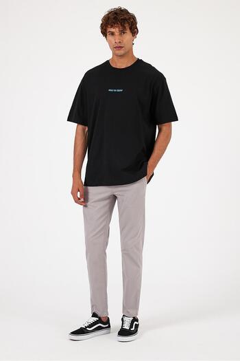 VENA Men's Truth Printed Black Oversize T-Shirt