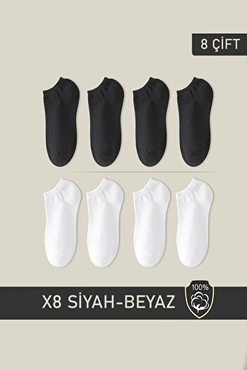 Esinti 8 Pairs Unisex Black White Navy Blue Ankle Length Booties Socks 8 Pieces
